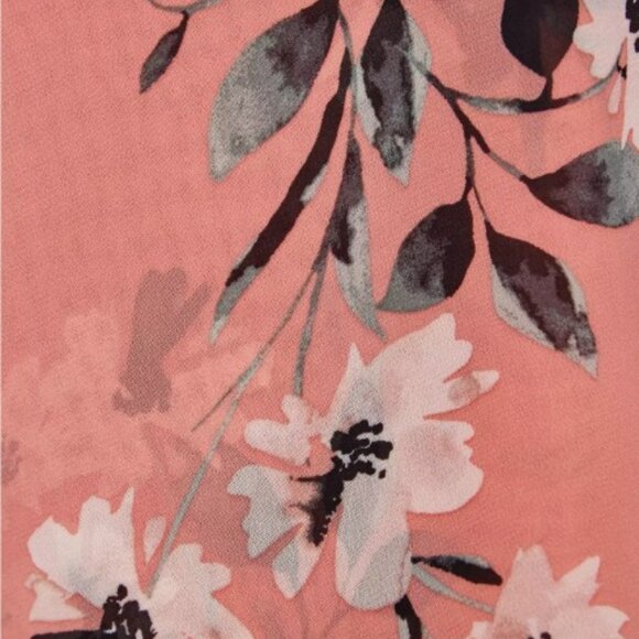 718-2 Torrid Peach Floral Midi Chiffon flutter sleeve Wrap Dress Size 2 18/20 - Picture 12 of 13